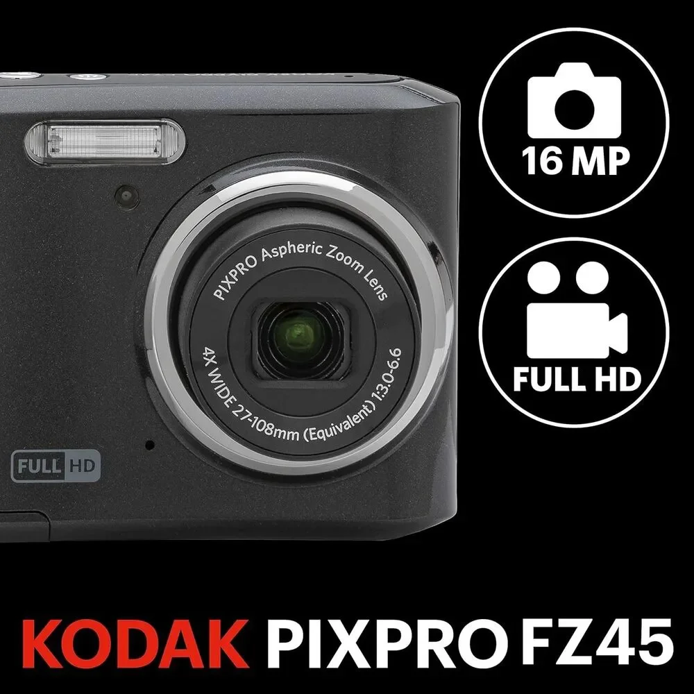 Kodak PIXPRO FZ45 Digital Camera (Black) 32GB Case Bundle - BRAND NEW IN BOX